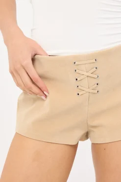 Dusk Suede Lace Up Shorts Sand