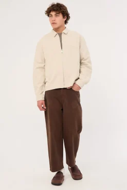 Dustin Boxy Zip Through Overshirt Washed Stone