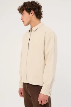 Dustin Boxy Zip Through Overshirt Washed Stone