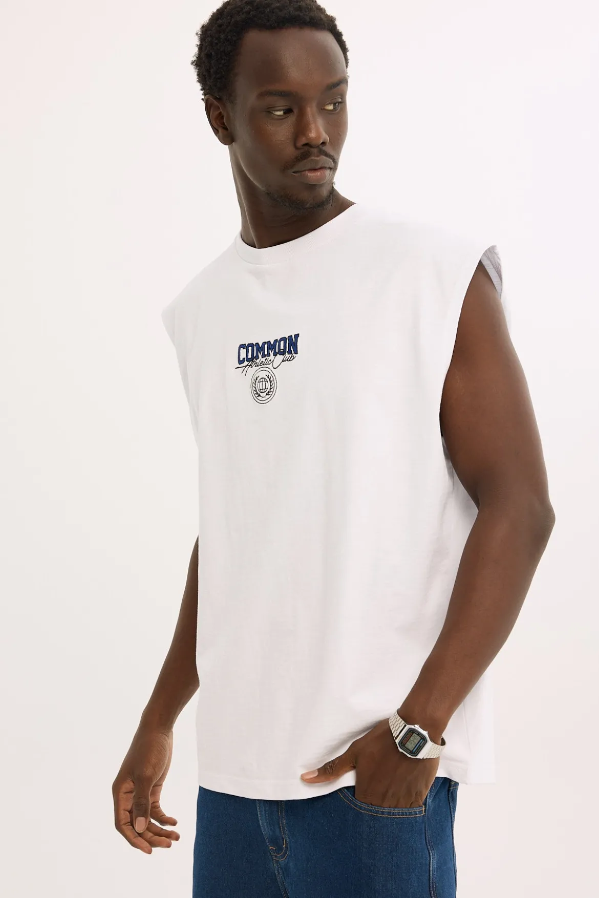 Dynamic Slub Muscle Tank White