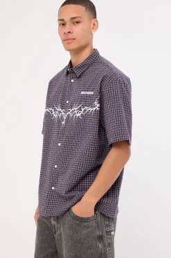 Echoes Oversize Shirt Purple Check