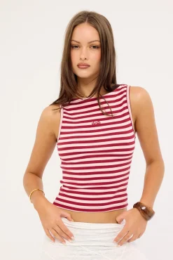 Echoes Stripe Tank Cherry Red Stripe