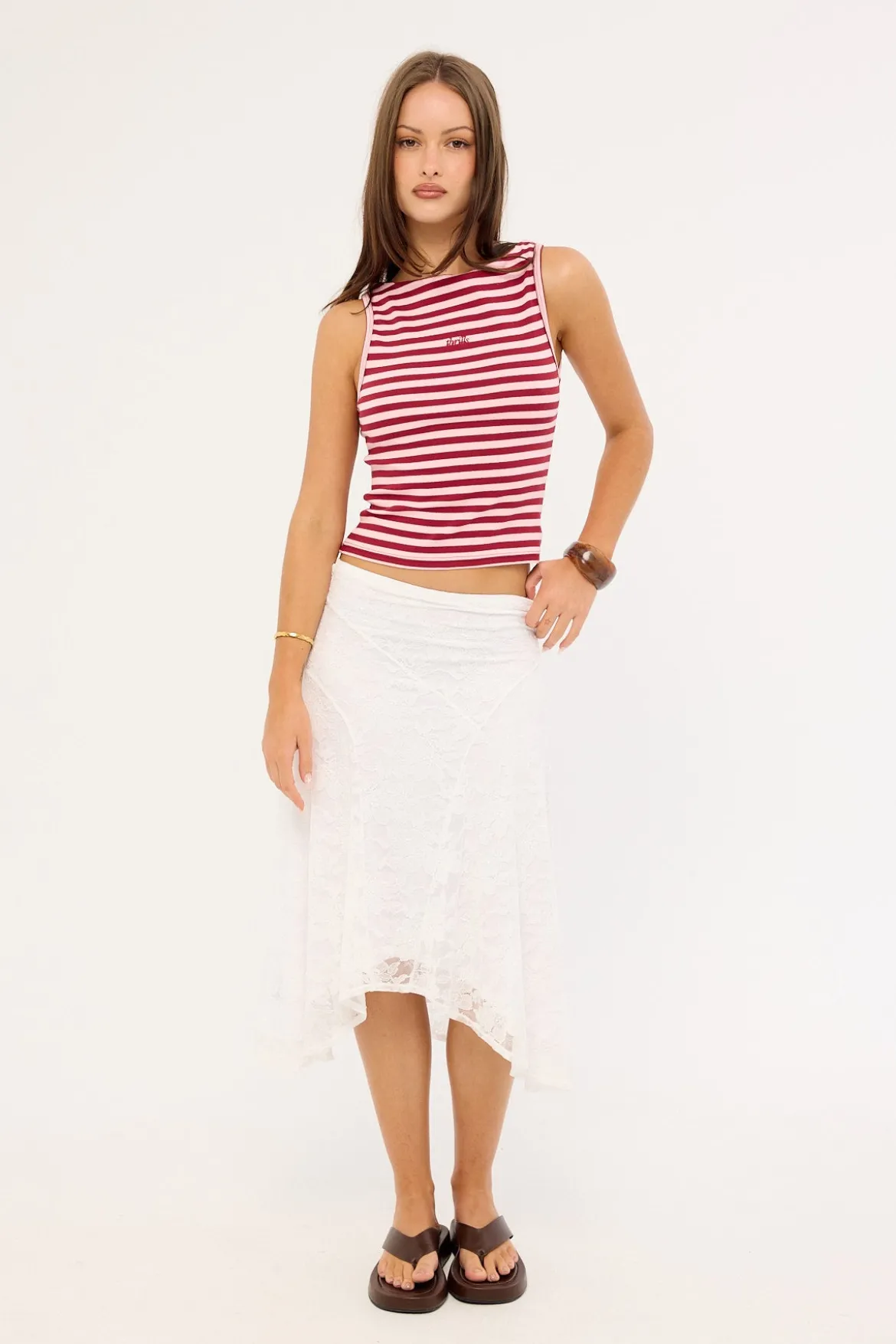 Echoes Stripe Tank Cherry Red Stripe
