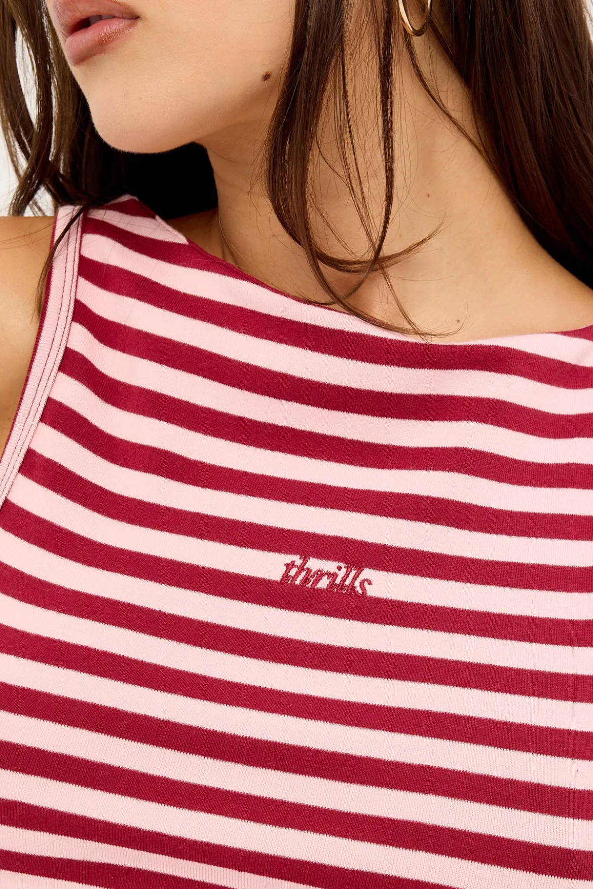 Echoes Stripe Tank Cherry Red Stripe