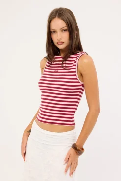 Echoes Stripe Tank Cherry Red Stripe