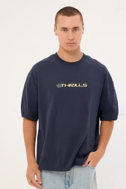 Eclipse Panel Box Fit Oversize Cropped Tee Total Eclipse Navy