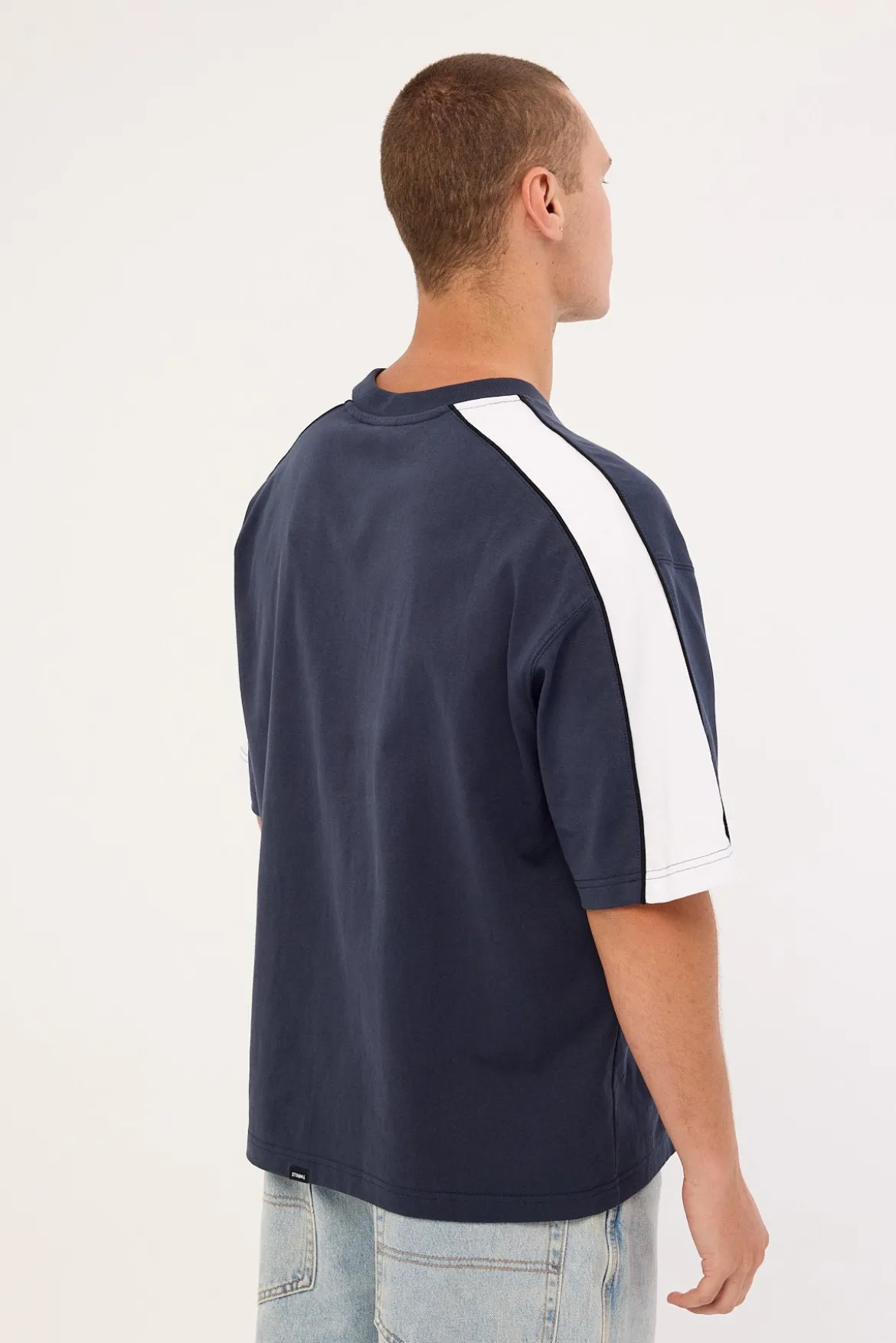 Eclipse Panel Box Fit Oversize Cropped Tee Total Eclipse Navy