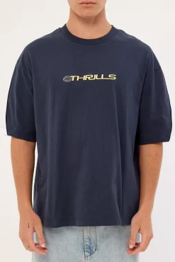 Eclipse Panel Box Fit Oversize Cropped Tee Total Eclipse Navy