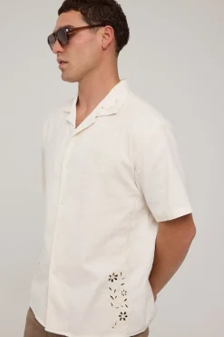 Eden Embroidered Resort Shirt Ecru