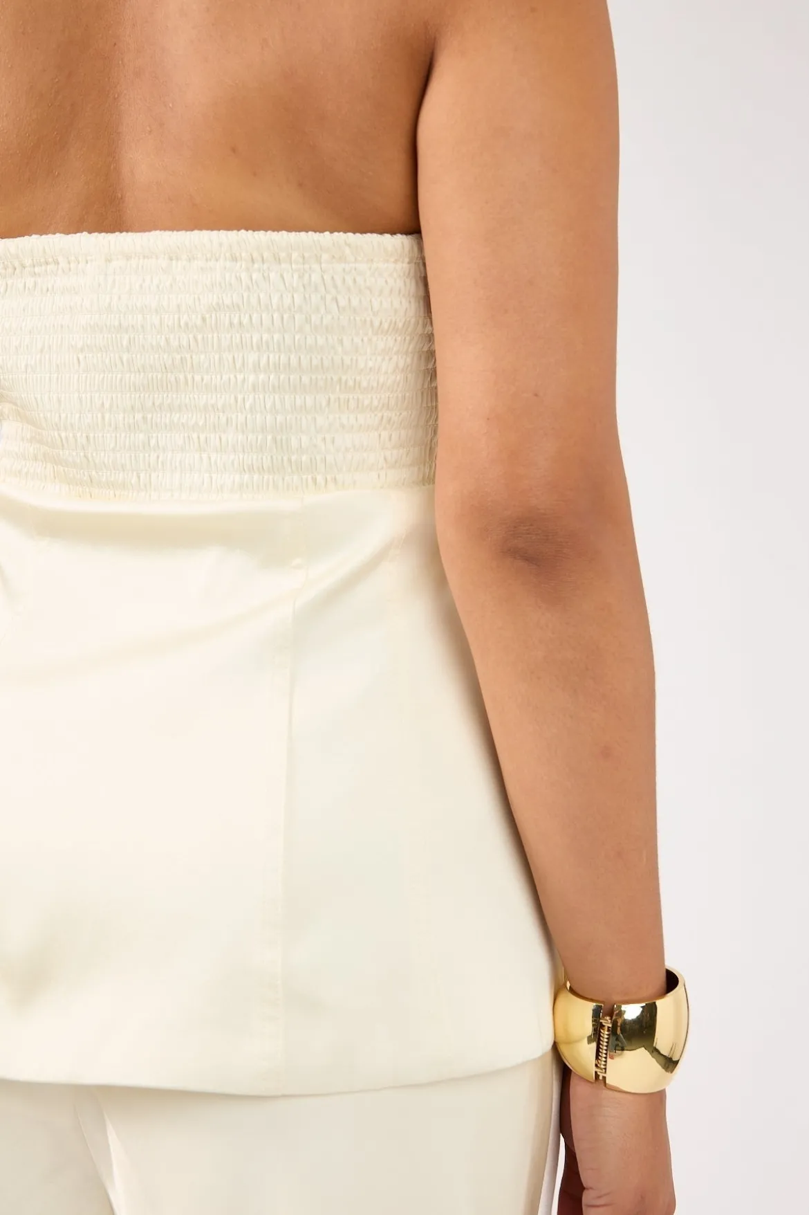 Edith Satin Strapless Top Cream