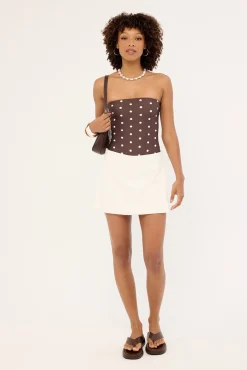 Elia Mid Rise Linen Skort White