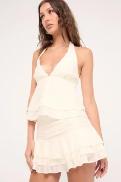 EllaMae Ruffle Mini Skort Off White