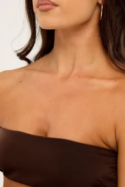 Ellie Satin Bandeau Bralette Chocolate