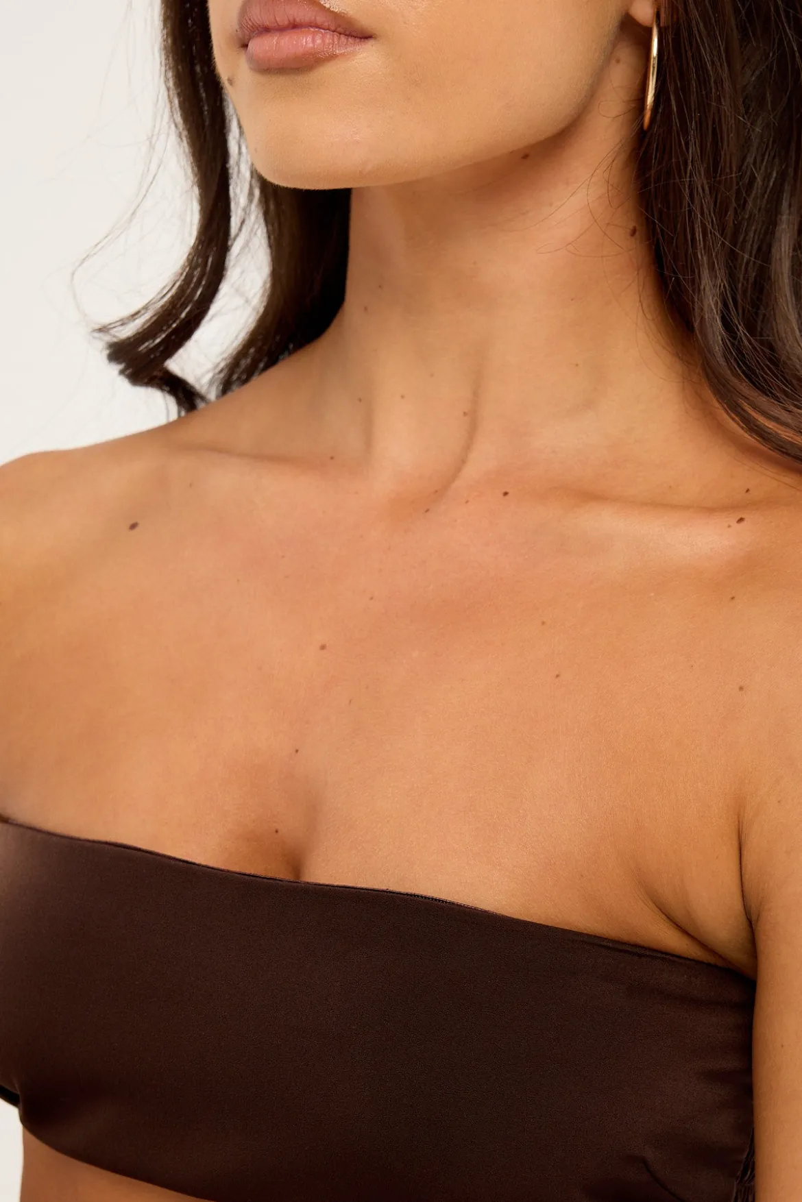 Ellie Satin Bandeau Bralette Chocolate