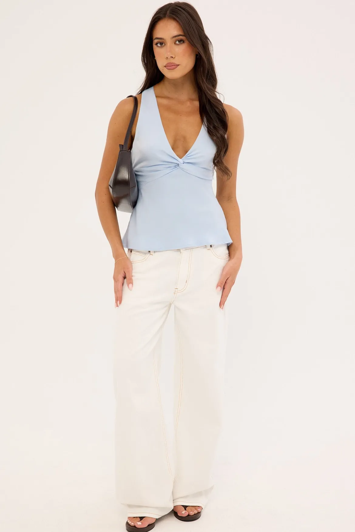 Ellie Twist Halter Top Light Blue