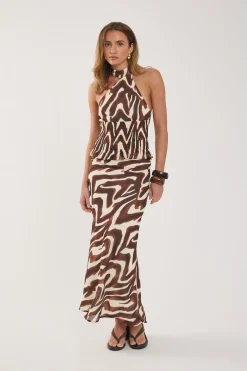 Elliot Halter Top Brown Print