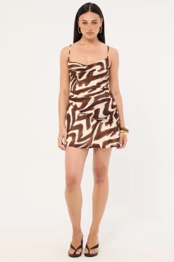 Elliot Mini Dress Brown Print