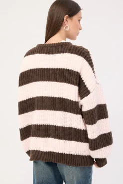 Ellis Stripe Knit Jumper Brown and Pink