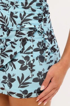 Eloisa Mesh Mini Dress Blue Print