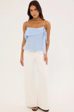 Elouise Draped Shoulder Top Blue