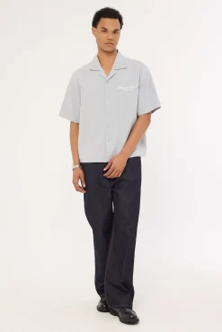 Elysian Boxy Cropped Resort Shirt Light Blue