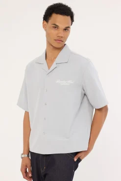 Elysian Boxy Cropped Resort Shirt Light Blue