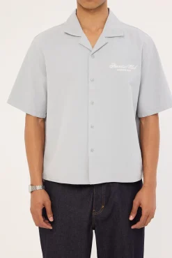 Elysian Boxy Cropped Resort Shirt Light Blue