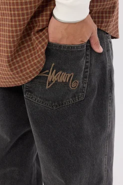 Emb Denim Standard Jean Faded Black