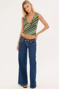 Emberly Top Mixed Stripe Green