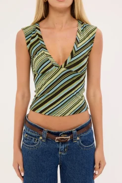 Emberly Top Mixed Stripe Green