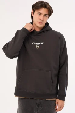 Emblem Boxy Hoodie Black