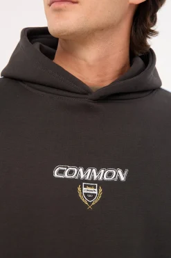 Emblem Boxy Hoodie Black