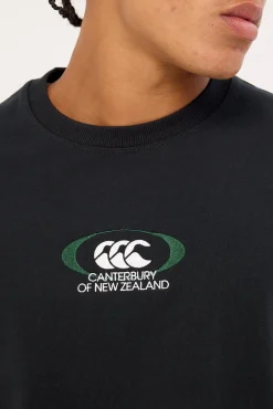 Embroidered Oval Logo Heavyweight Oversized Tee Jet Black