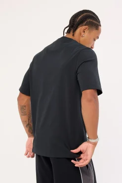 Embroidered Oval Logo Heavyweight Oversized Tee Jet Black