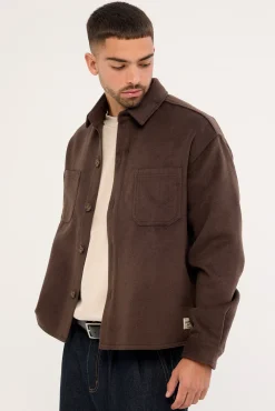 Emerson Cropped Heavyweight Overshirt Fudge Brown
