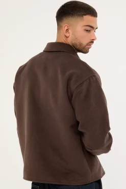 Emerson Cropped Heavyweight Overshirt Fudge Brown