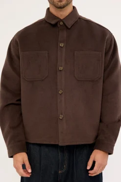 Emerson Cropped Heavyweight Overshirt Fudge Brown