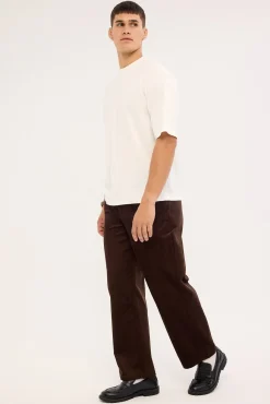 Emmett Pleated Cord Trouser Dark Brown