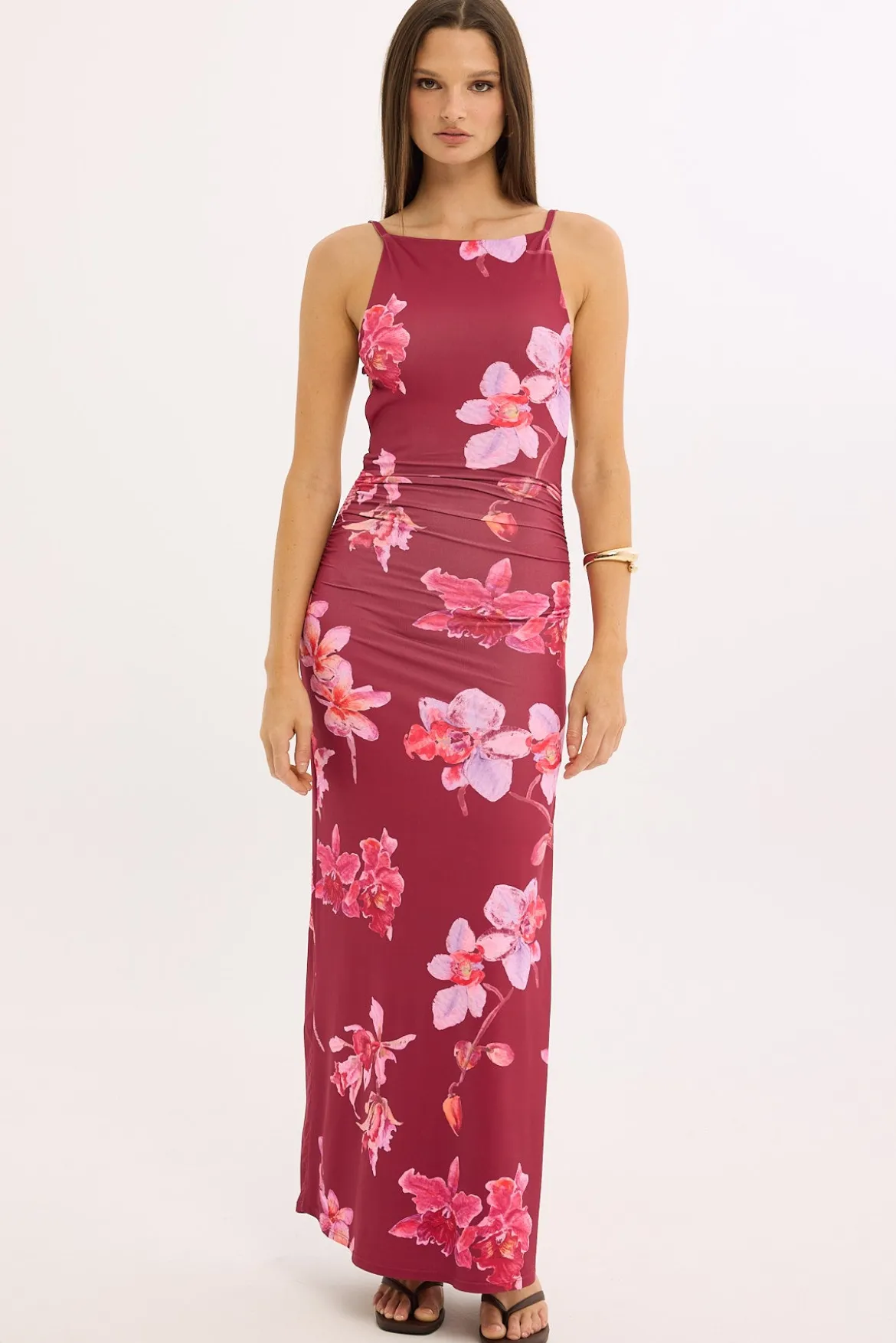 Esme Lani Split Midi Dress Floral Print