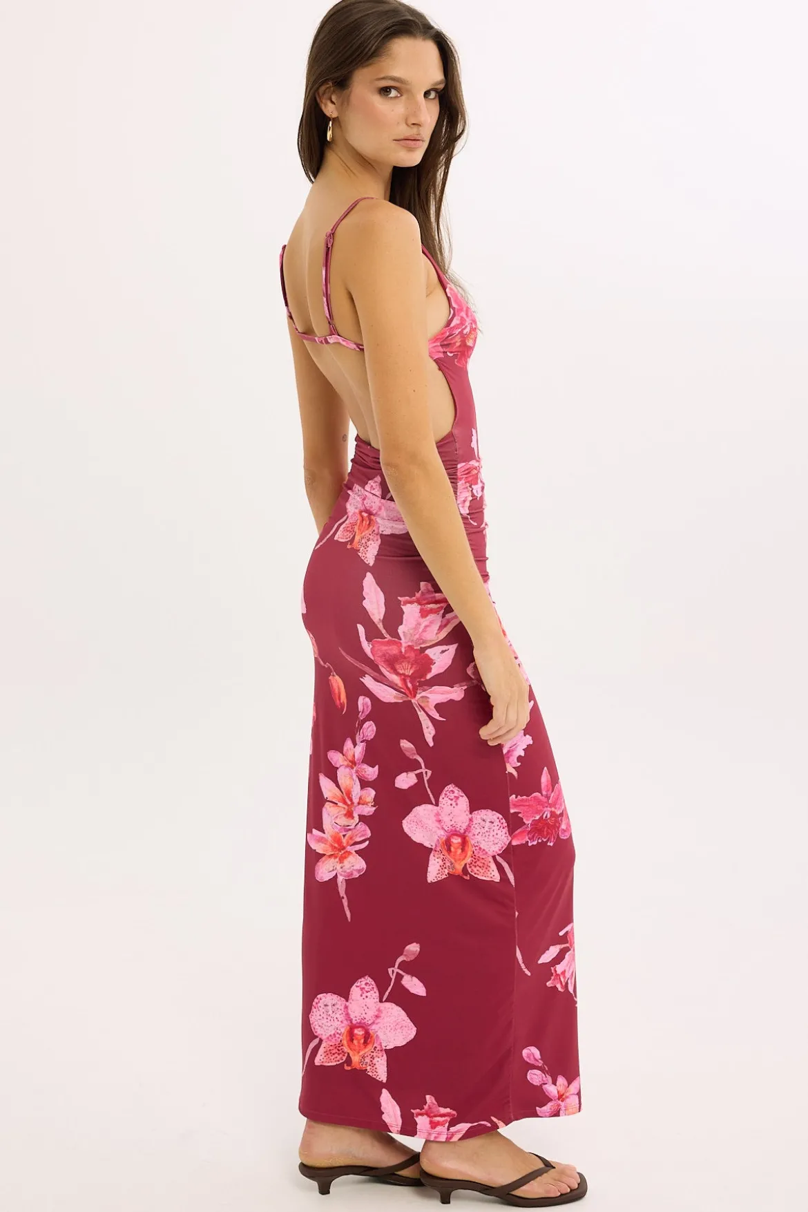 Esme Lani Split Midi Dress Floral Print