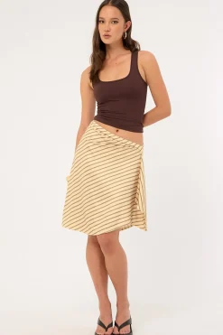 Esmeray Midi Skirt Diagonal Stripe Yellow