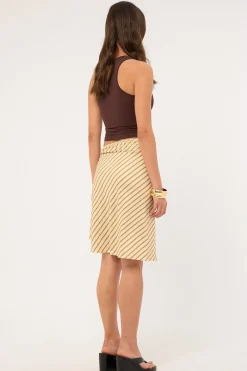 Esmeray Midi Skirt Diagonal Stripe Yellow