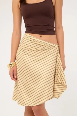 Esmeray Midi Skirt Diagonal Stripe Yellow