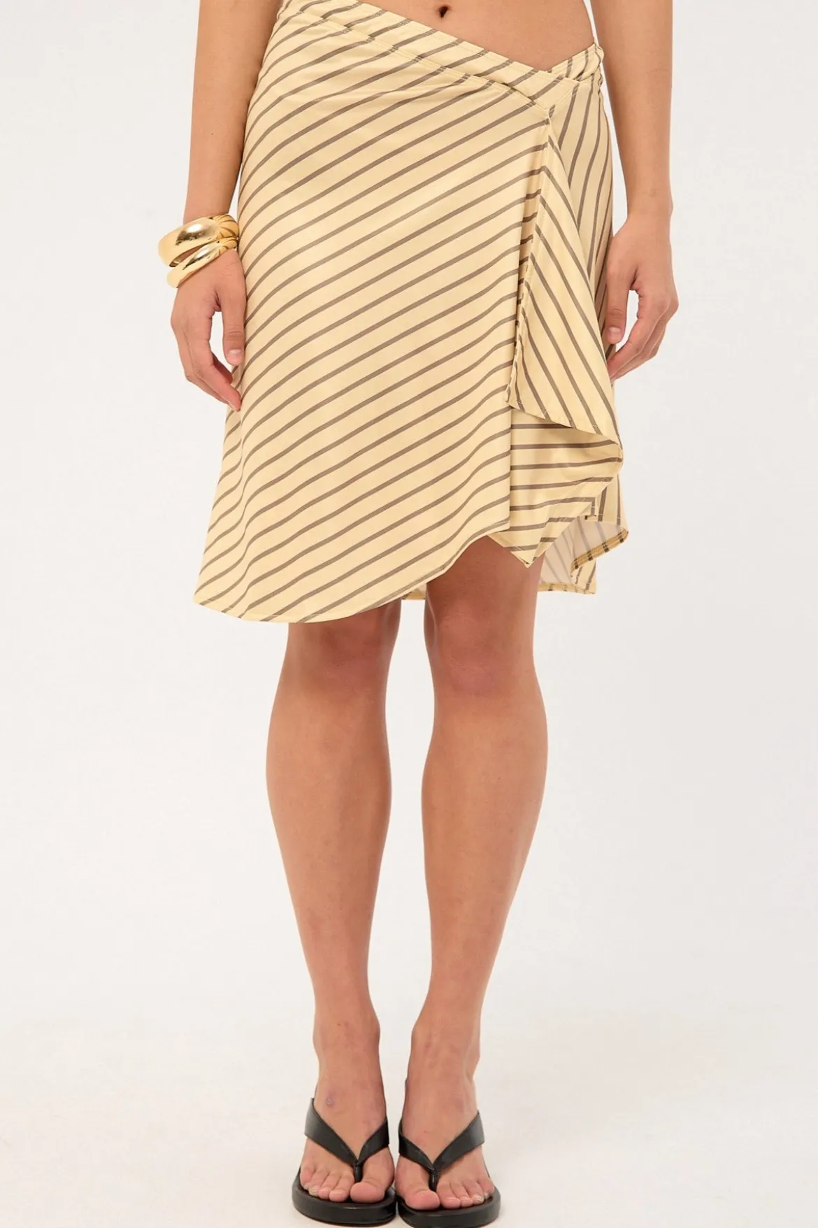 Esmeray Midi Skirt Diagonal Stripe Yellow