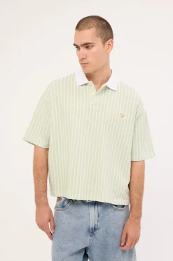 Eton Boxy Cropped Polo Sage Stripe