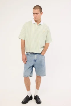 Eton Boxy Cropped Polo Sage Stripe