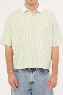 Eton Boxy Cropped Polo Sage Stripe