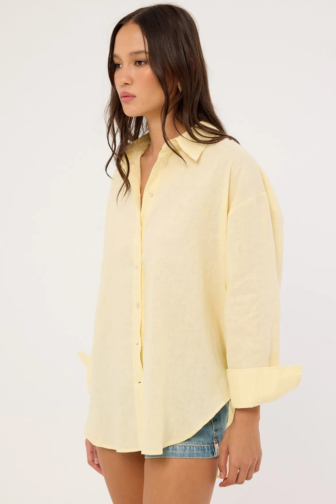 Etta Linen Long Sleeve Shirt Butter