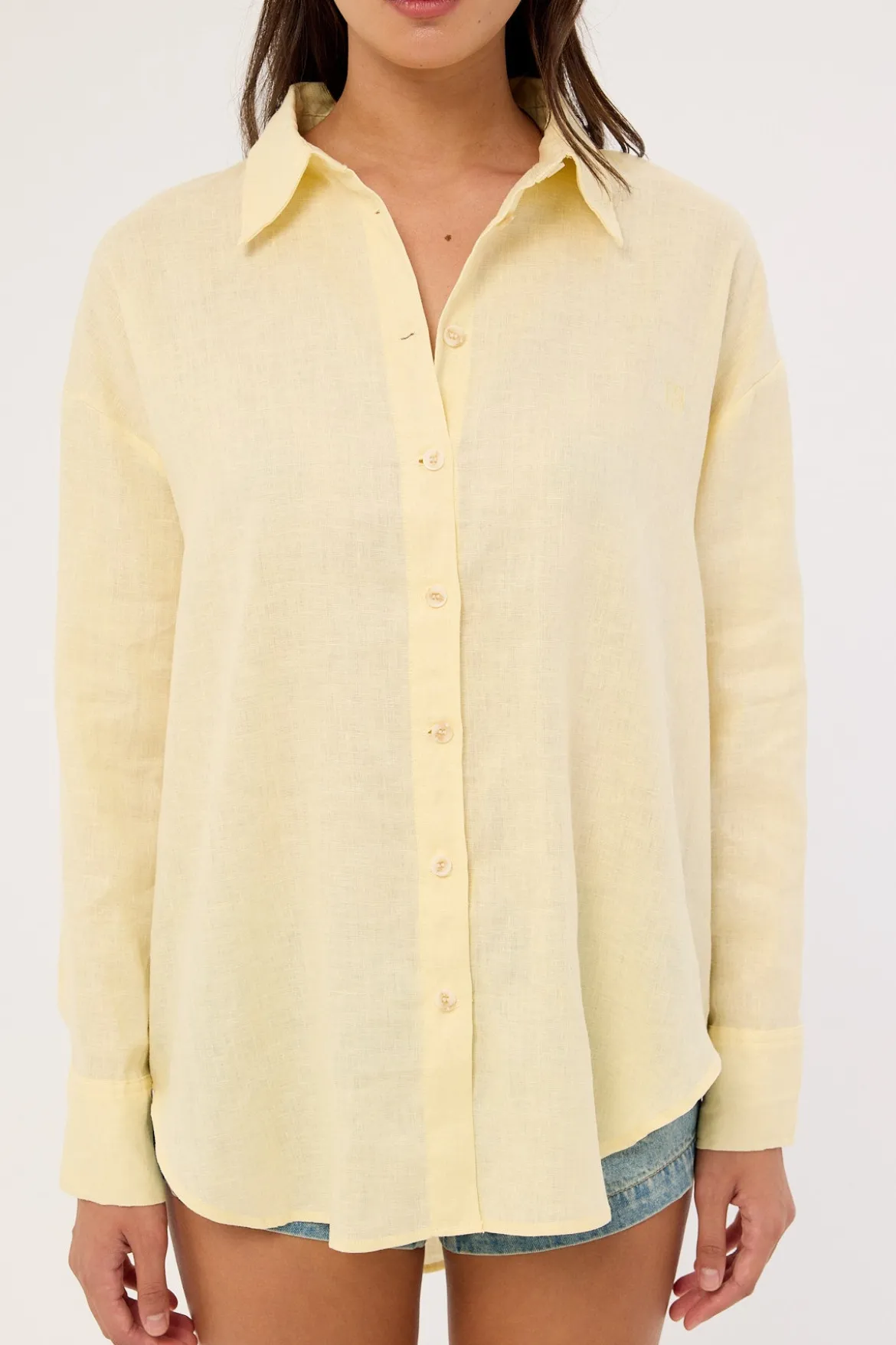 Etta Linen Long Sleeve Shirt Butter