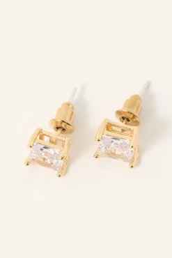 Eva Crystal Stud Earrings Gold